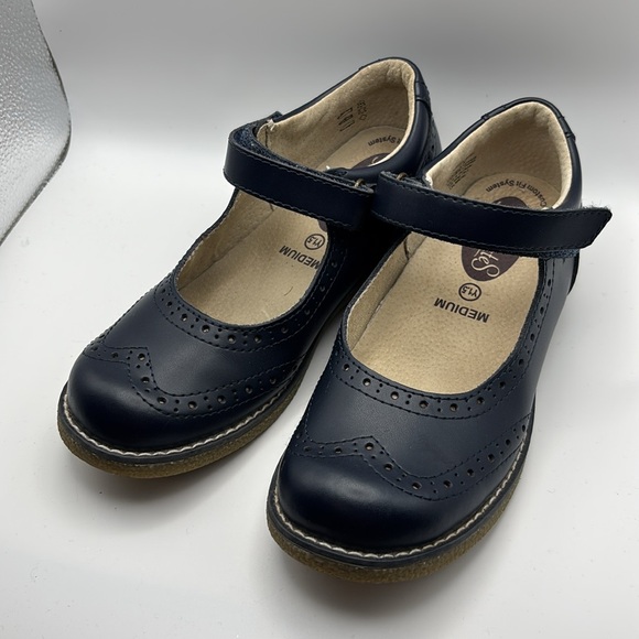 Footmates Lydia Girls Navy Blue Mary Janes with Velcro Closure - Size 1.5 - Picture 1 of 9
